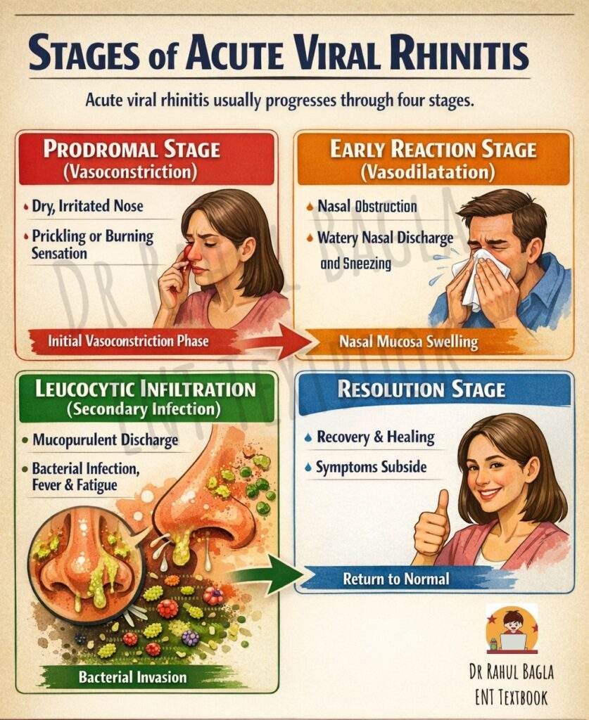 Stages of Acute Viral Rhinitis Dr Rahul Bagla ENT Textbook