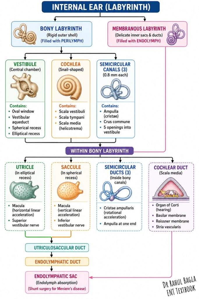 Anatomy of Internal Ear Graph Flowchart Image PPT PDF Rahul Bagla ENT Book