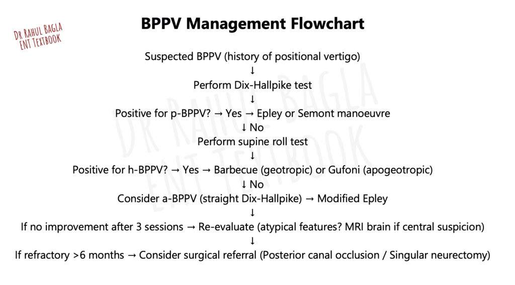 BPPV Management Flowchart Dr Rahul Bagla ENT Textbook