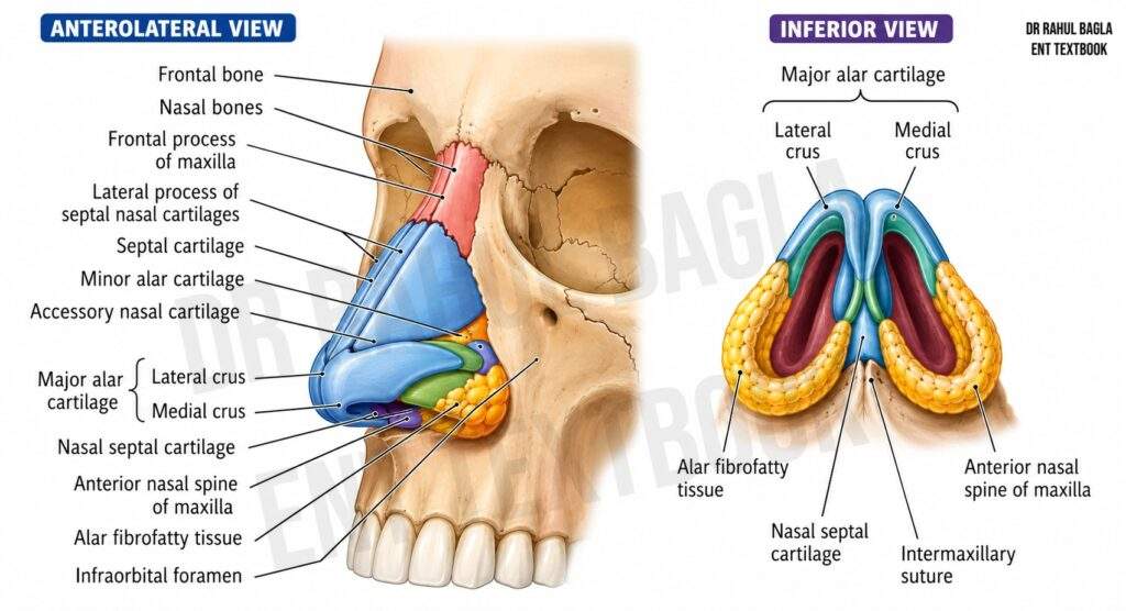 Anatomy of External Nose Rhinoplasty Dr Rahul Bagla ENT Textbook