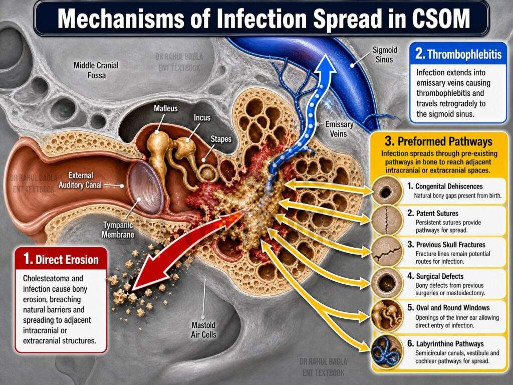 Mechanisms of Infection Spread in Chronic Suppurative Otitis Media (CSOM) Dr Rahul Bagla ENT Textboo