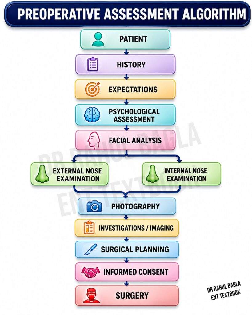 Preoperative Assessment for Septorhinoplasty Dr Rahul Bagla ENT Textbook