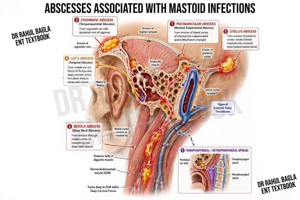 Zygomatic Abscess, Bezold Abscess, Luc’s Abscess, Citelli’s Abscess Dr Rahul Bagla ENT Textbook