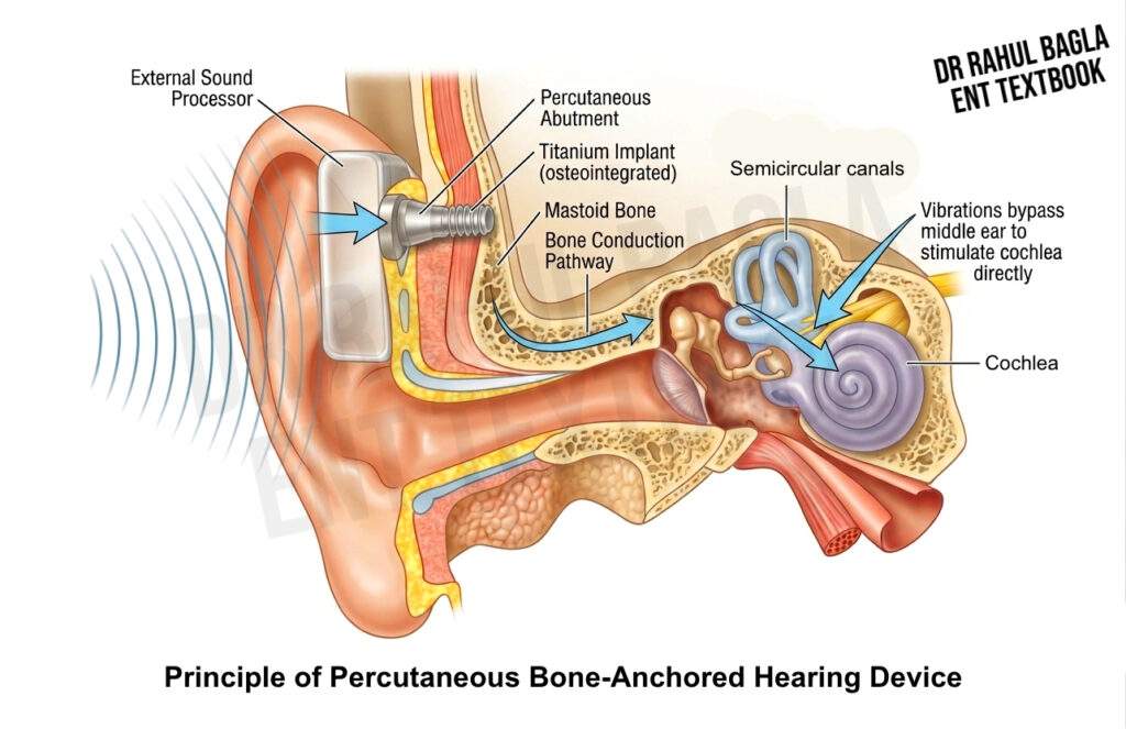 Principle of Percutaneous Bone-Anchored Hearing Device Dr Rahul Bagla ENT Textbook