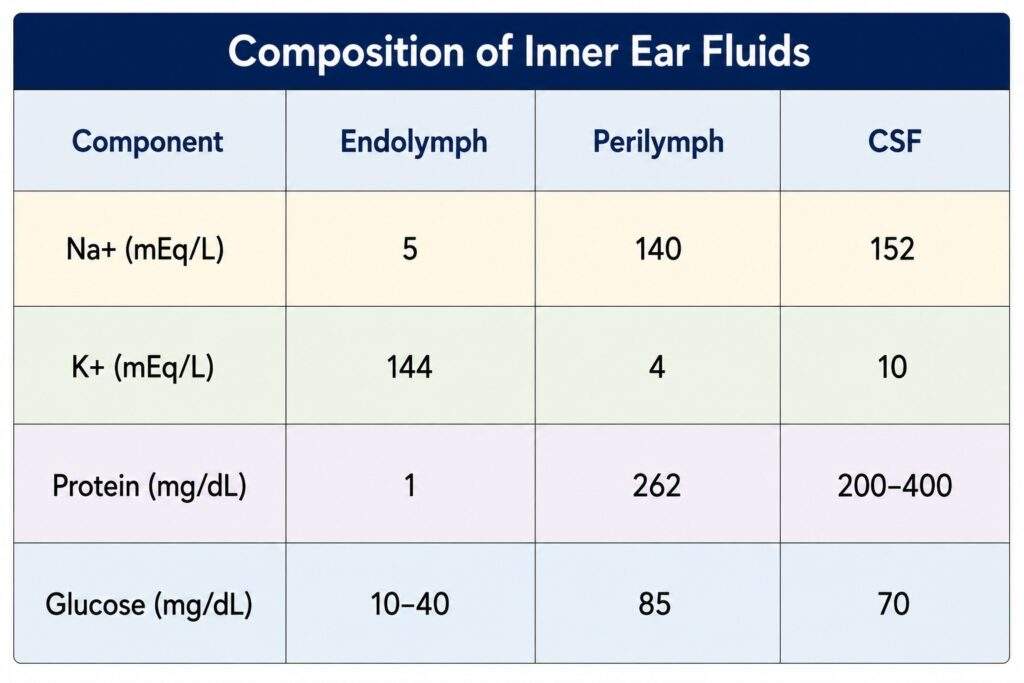 Table_ Composition of Inner Ear Fluids Dr Rahul Bagla ENT Textbook